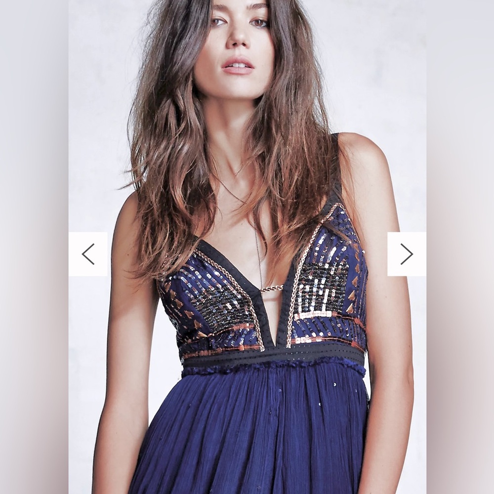Free People Midnight Blue Grecian Goddess Maxi 
dress